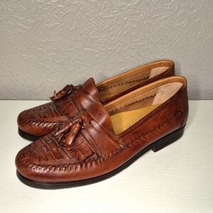 David Taylor O'Hare Brown Leather Slip On Tassel Loafers‎ Shoes Men's US 11D